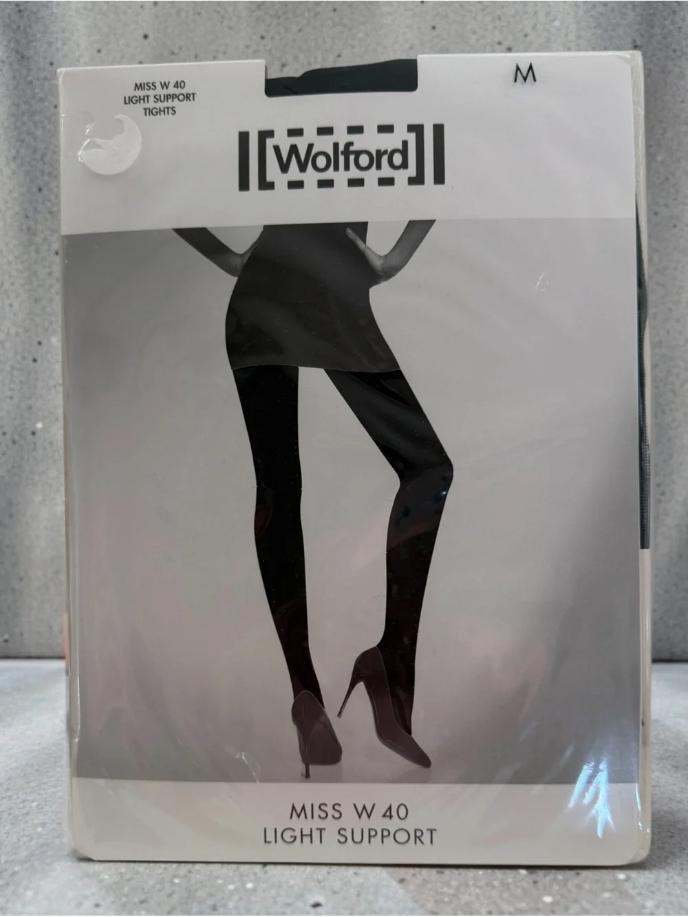 New! WOLFORD Black MISS W 40 LIGHT SUPPORT TIGHTS Size MEDIUM